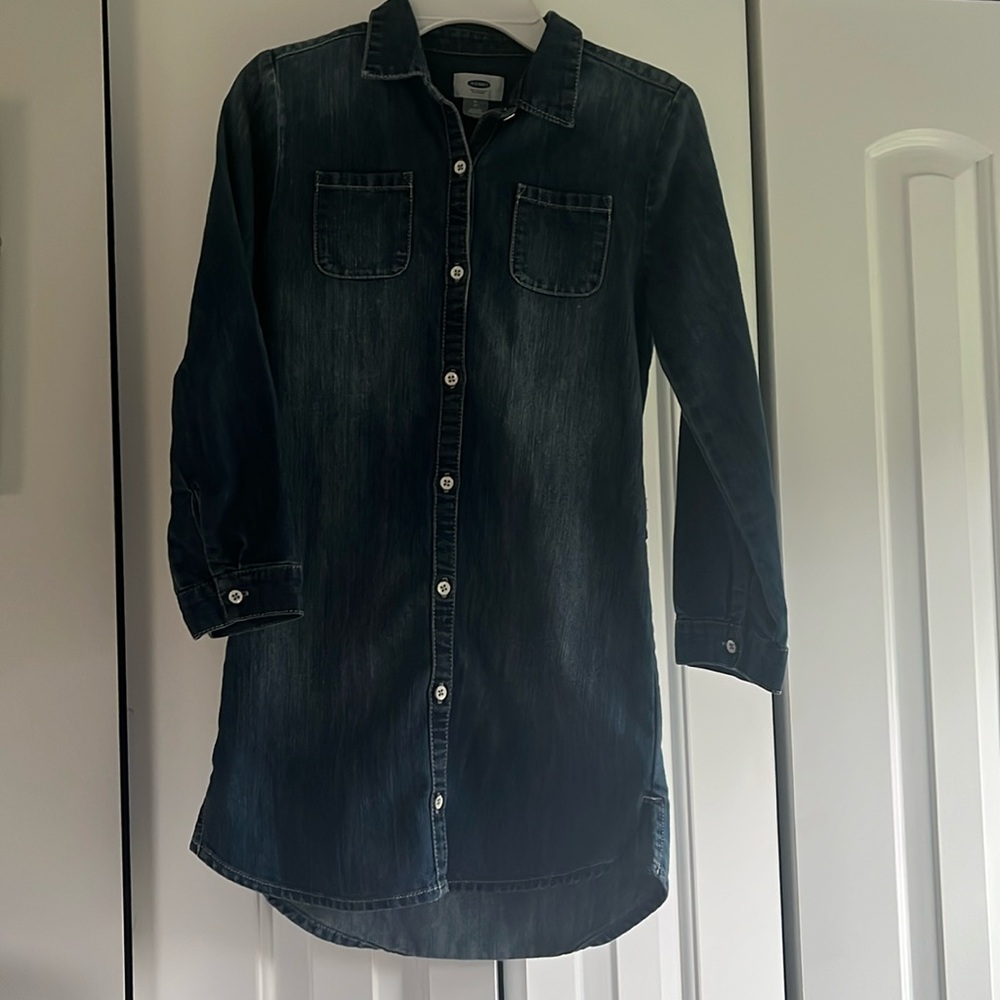 Girls button up denim dress